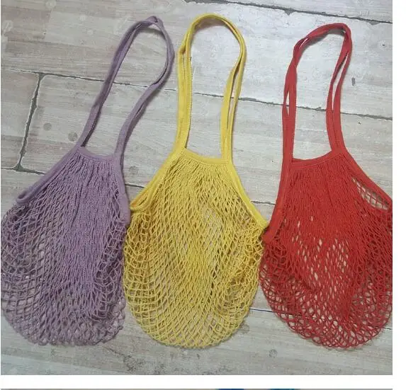 

50pcs/lot Reusable Fruit Vegetable Shopping Bag Casual String Shopper Cotton Mesh Woven shopping bag