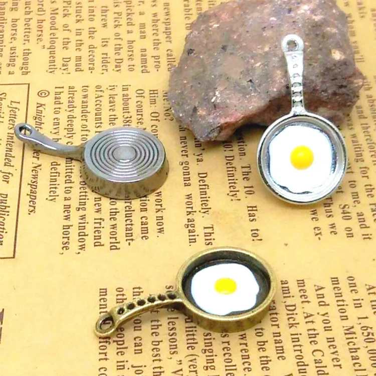 High Quality 10 Pieces/Lot 31mm*15mm Alloy Pan eggs enamel metal saucepan charms Jewelry Making Charms