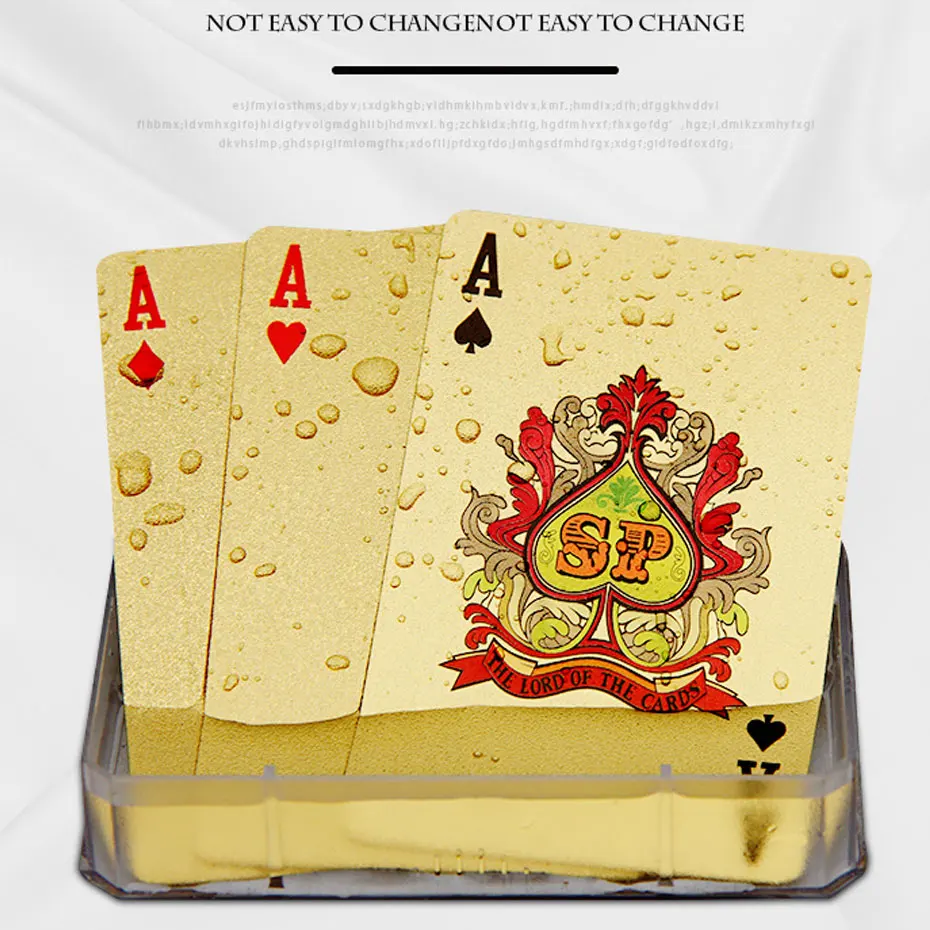 High Quality 1 Set Gold Foil Plated Poker Cards Waterproof Playing Card Limited Edition Collection Diamond Poker Creative Gift