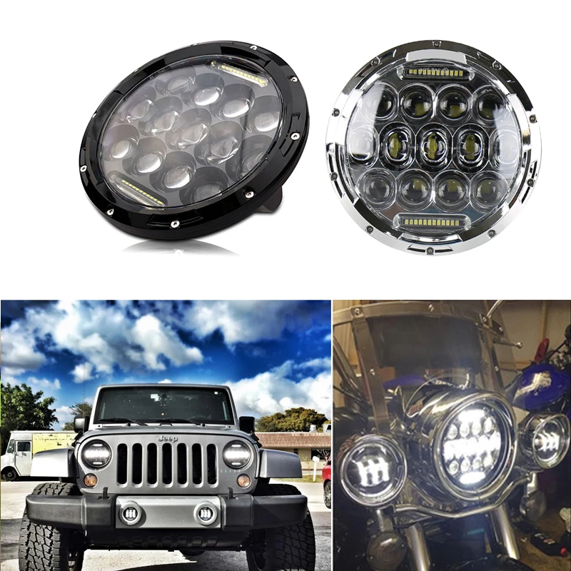 

1 Piece 7 inch Round LED Headlight 75W 6000K H4 Plug Hi/Lo Beam DRL Car Led Driving Light For Wrangler AM Offroad SUV Harley 12V