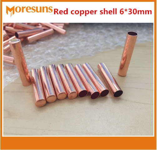 La nave libera veloce 10 pz/lotto coperture di rame rosse di 6*30mm per il sensore di temperatura di NTC, termocoppia, RTD,PT100, sonda su ordinazione del sensore DS18B20