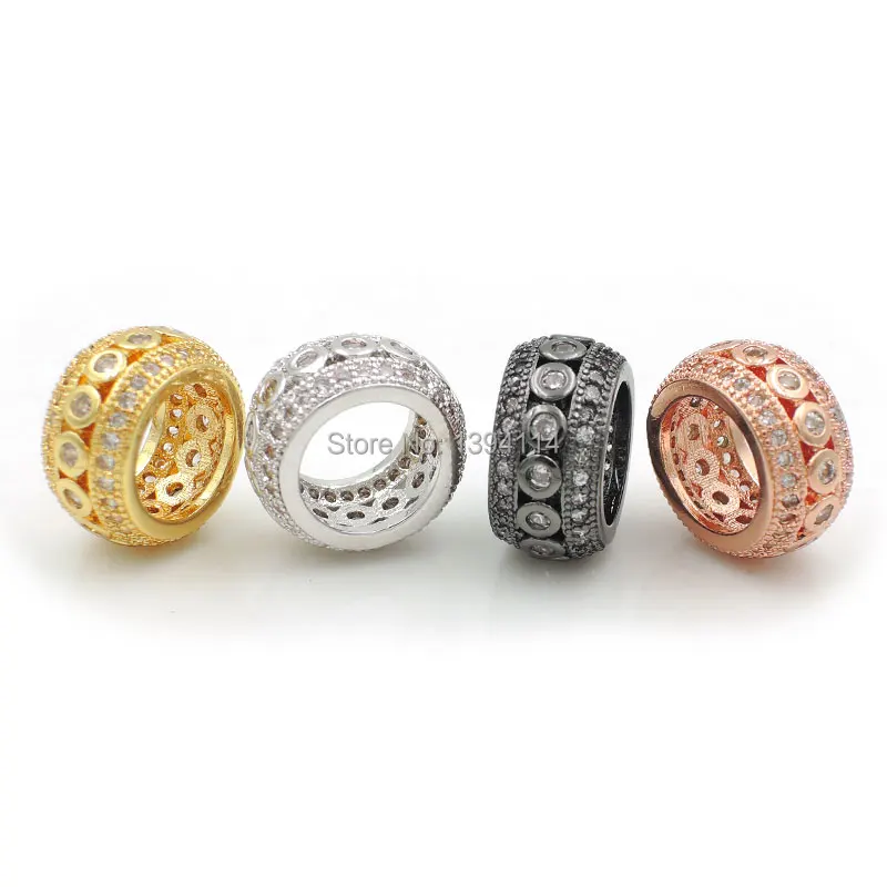 

12*12*6mm Micro Pave Clear CZ Chunky Of Bezel Setting Spacer Beads Fit For Making DIY Bracelets Or Necklaces Jewelry