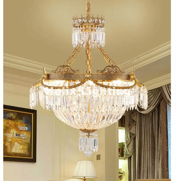 

D60cm H60cm Modern Brass E14 AC Luxury Crystal Bronze Iron Chandeliers Indoor Lighting For Living room and Restaurant Chandelier