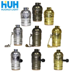 Vintage E27 Aluminum Retro Antique Lamp Base Holder Screw Aluminum Shell Bulb Light Screw Socket 3 Colors with Switch 110V/220V