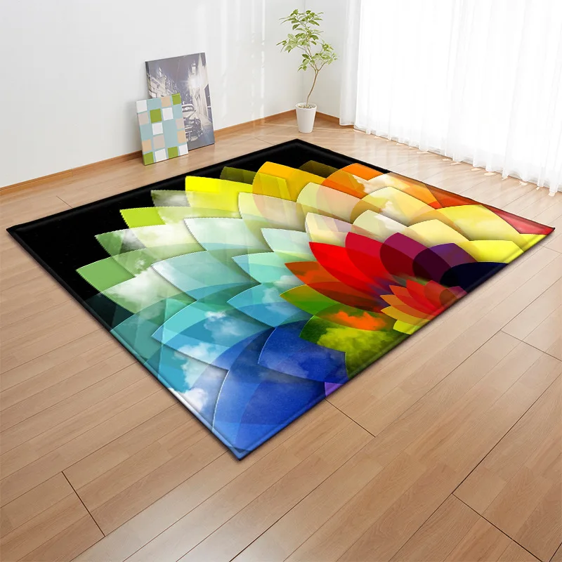 Nordic Style 3D Geometric Colour Pattern Carpets for Living Room Bedroom Large Size Rugs Tea Table Rectangle Antiskid Floor Mats