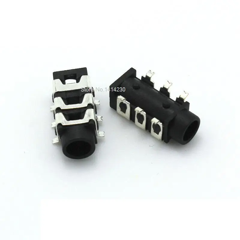 10PCS PJ-313D PJ313 SMD 6Pin SMT 3.5mm Female Audio Connector Stereo Black and Green Headphone Jack