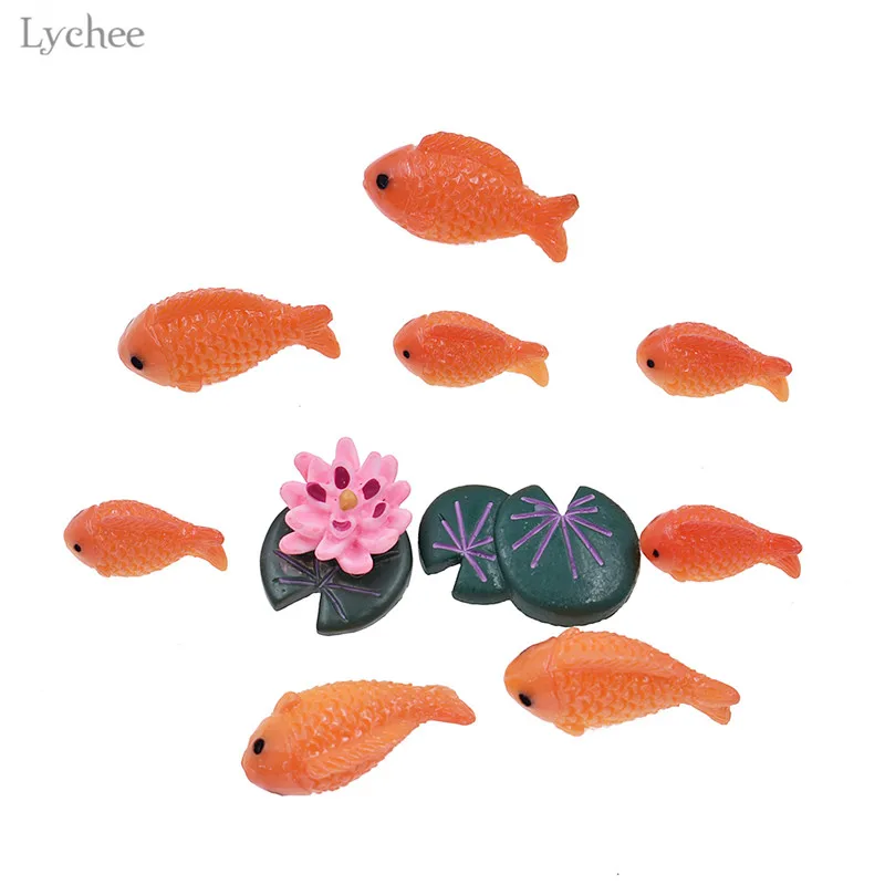 Lychee Leven Decoratieve Rode Vis Miniatuur Mini Micro Landschap Ornamenten Hars Beeldjes Woondecoratie