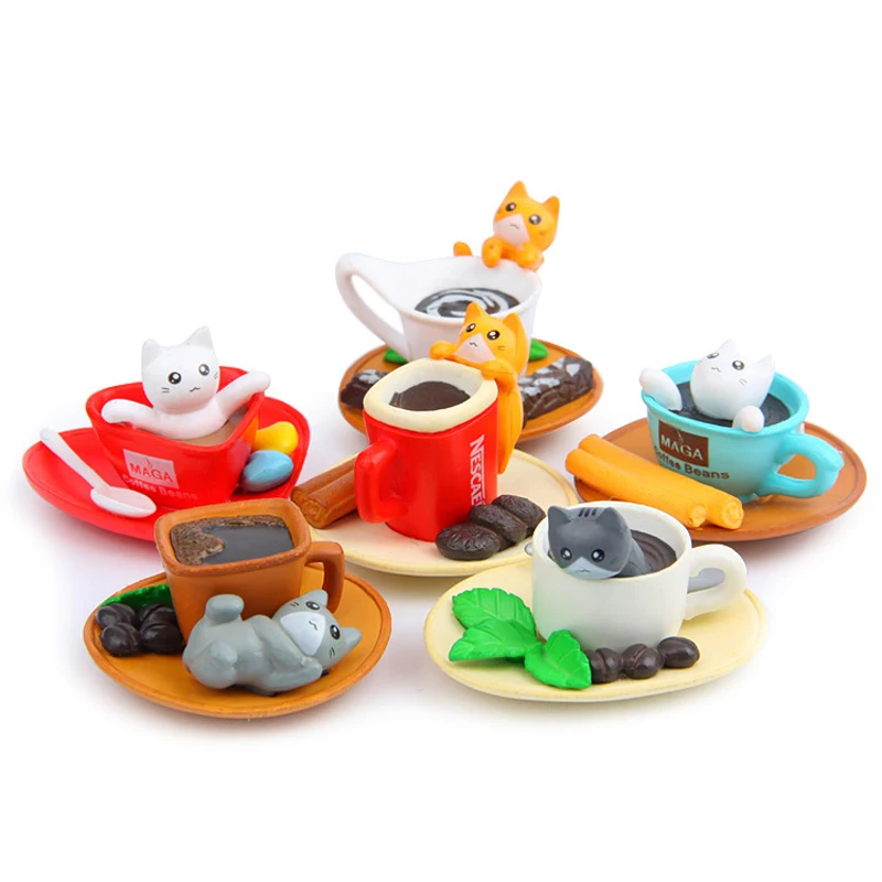 6pcs/lot Kawaii in Cup Chi's Sweet Home Cat Cats Figures Toys Resin Action Figure Collection Model Toy Gift for Home Decoration