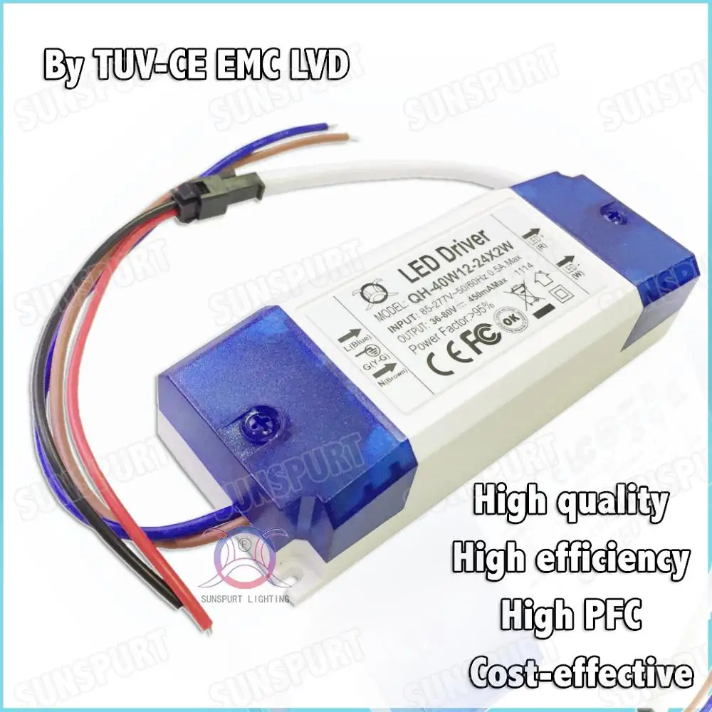 3 Pcs By TUV-CE Box 40W AC85-277V LED Driver 13-25x2W 450mA DC39-84V Constant Current LED Power For LED Spotlight Free Shipping