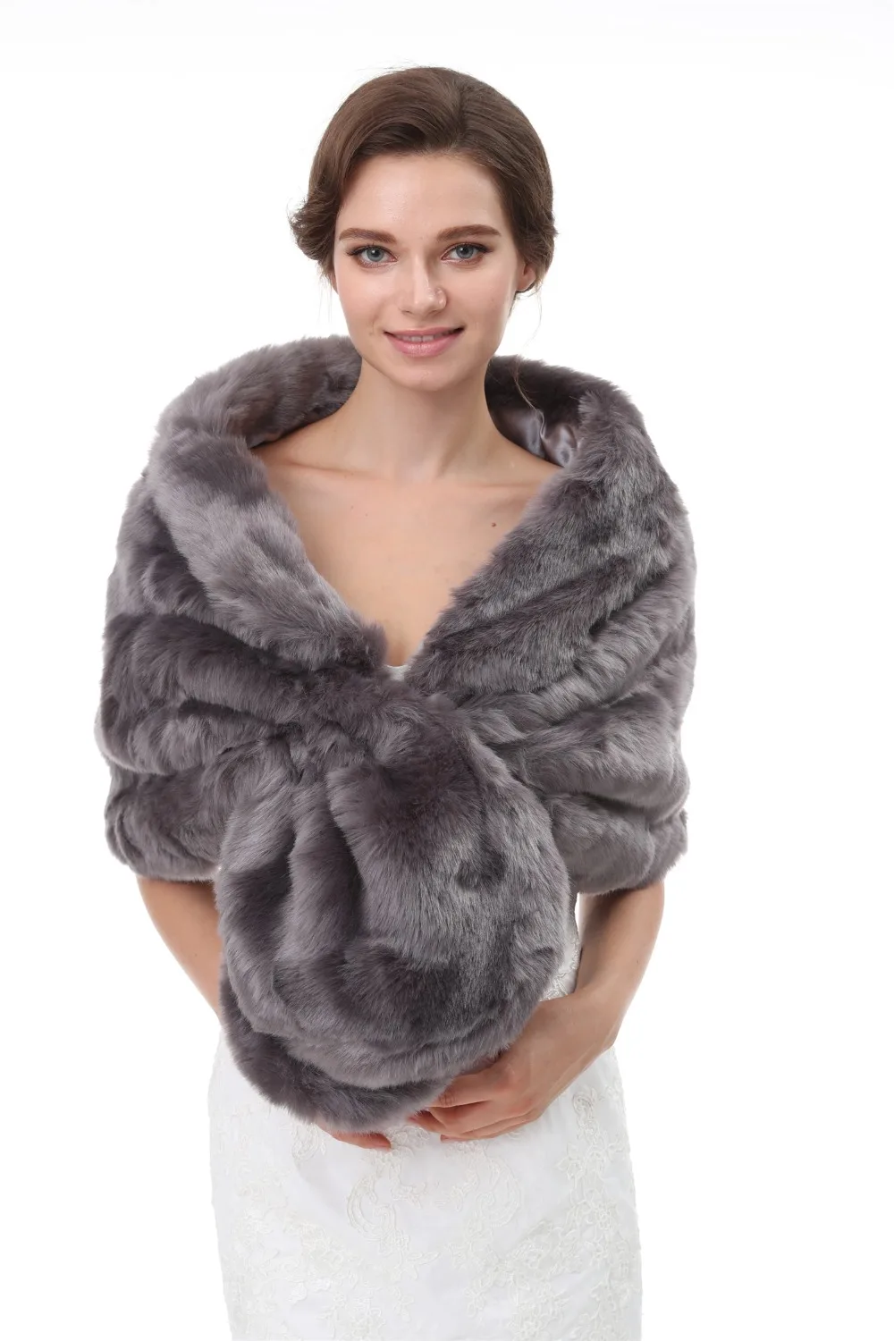 JaneVini Mode Vrouwen Winter Bruiloft Bont Sjaal 2018 Witte Cape Black Bridal Fur Jacket Party Prom Schouder Wraps Bruids Bolero