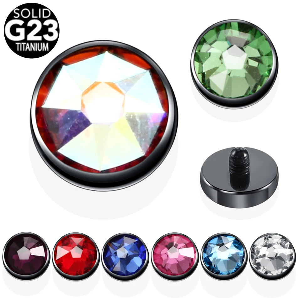 1PC G23 Titanium Micro Dermal Piercing CZ Gem Micro Dermal Anchor Crystal 4mm Top Piercing Surface Skinner Piercing Body Jewelry