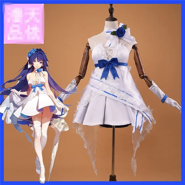 Honkai Impact 3 Pure and eternal Raiden Mei Sexy Wedding dress White Tube top Dress Full Sets B