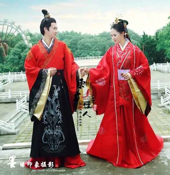 TV Play Great Han Empress - Weizifu Red Traditional Hanfu Wedding Costumes for Couple