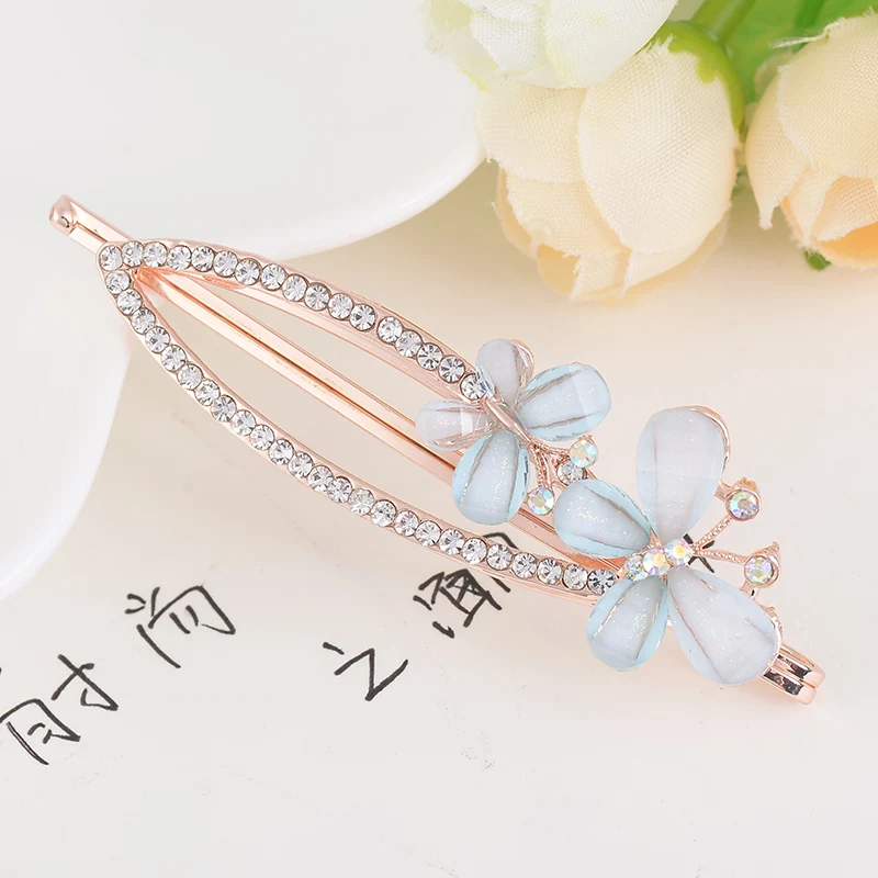 EASYA Fashion Rhinestone Butterfly Hairpins Headwear Jewelry Elegant Crysatal Hair Clips Hair Accessories For Women Girls