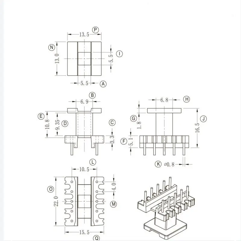 EE19 15W Flyback Transformer, 90-240VAC Input, 15V 1A Output, 15V 0.1A Aux, Viper26H, 115KHz