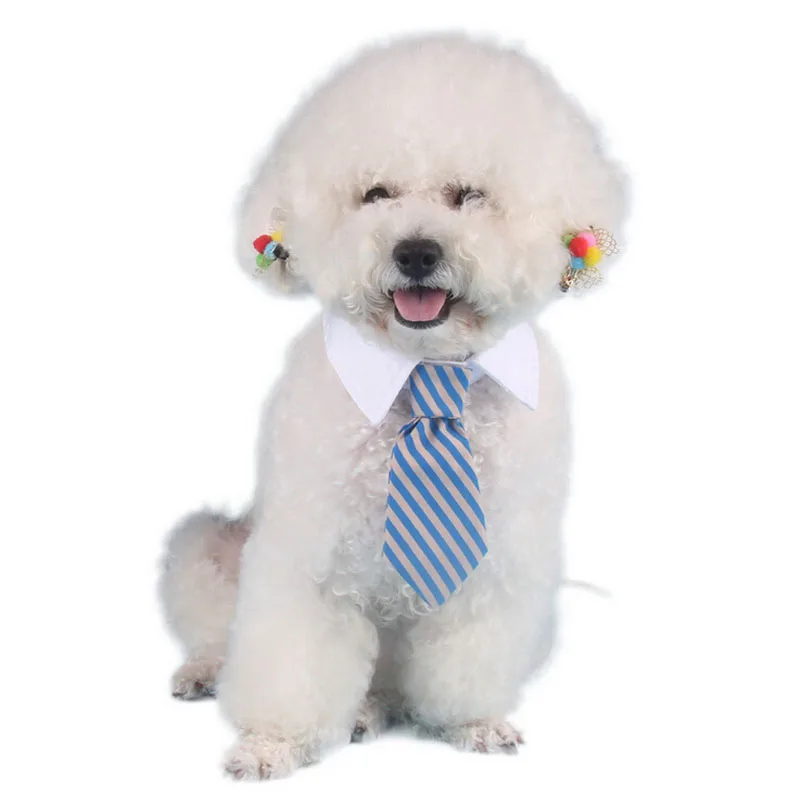 Striped Pet Tie High Quality Polyester Cotton Gentleman Style Dog Cat Necktie 7 Colors Size S M Pet Accessories