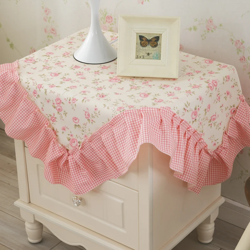 Princess Sophie Pink Lace bedside Table Cloth European Luxury Style Multi-functional Dust-proof Wedding Party Table Cover Towel