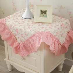 Princess Sophie Pink Lace bedside Table Cloth European Luxury Style Multi-functional Dust-proof Wedding Party Table Cover Towel
