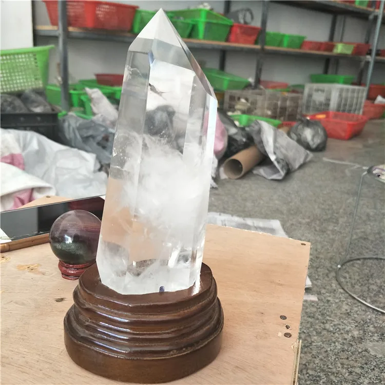 

Large clear quartz crystal points tower healing crystals stand