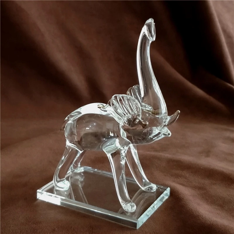 Gilt Crystal Glass Elephant Model Decorative Quartz Crystal Elephant Figure Mascot Ornament Stoneware Art and Craft Accessories