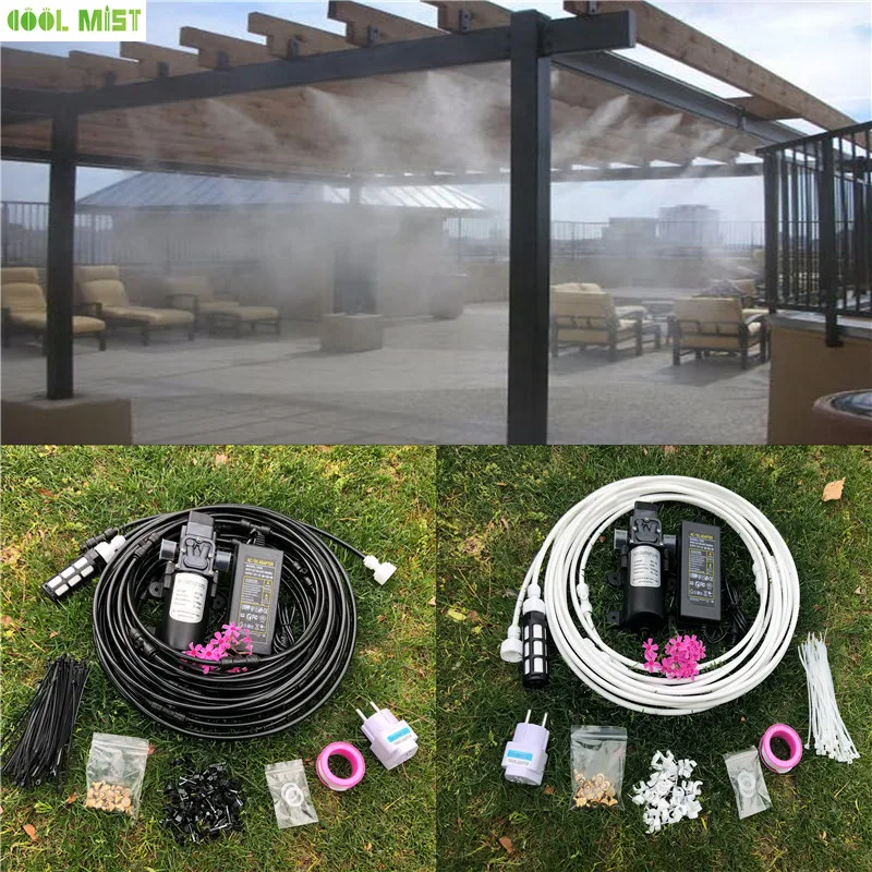 

S228 Water pump set 12V misting motor with 12M mist system 16pcs nozzles mister for patio outdoor cooling system