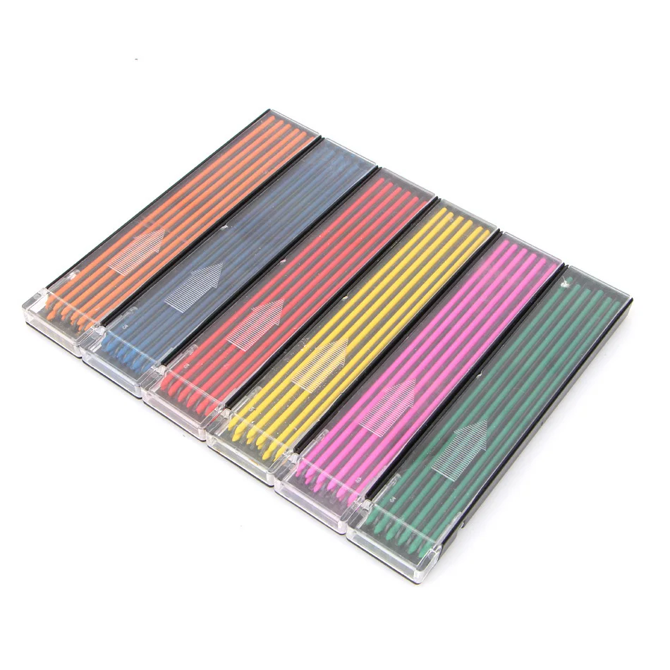 Recharge plomb couleur pour crayon mécanique automatique, 2.0mm, mignon, pour écrire et dessin, fournitures de papeterie scolaire