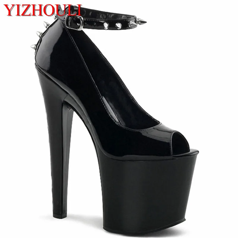 

Handsome wading fish beak single shoes 17cm high heels hate sky high water platform shoes artificial leather small shoes