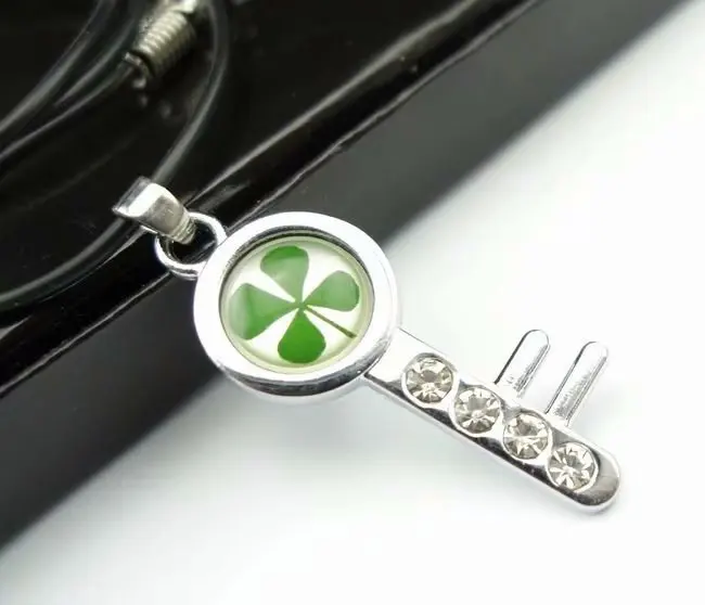 15 pcs News--real four leaf clover with key style fashion pendant best sale YQTDMY