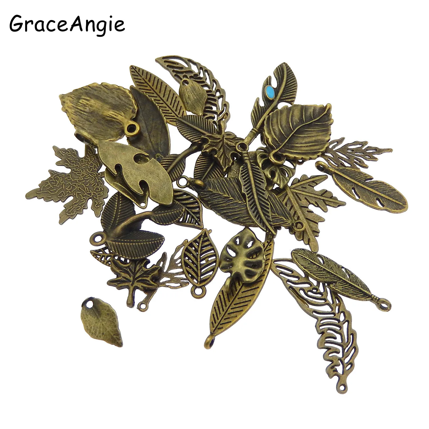 10pcs/pack MixTree Leaves Necklace Pendant Charms for Vintage Jewelry Ethnic earrings DIY Earrring Bracelet Keychain Accessories