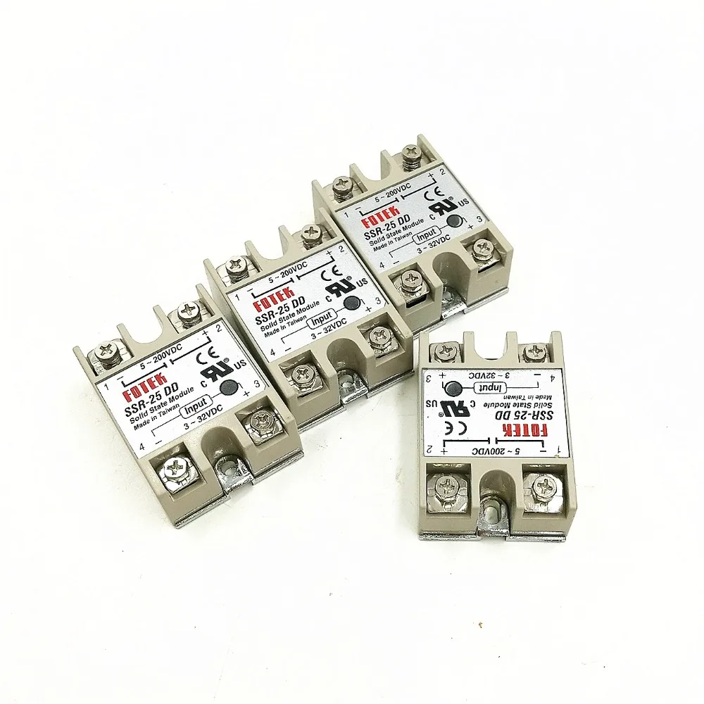 10pcs Solid State Relay SSR-25DD Single Phase Solid State Module Relay 25A Control signal 3-32VDC Load voltage 5-200VDC