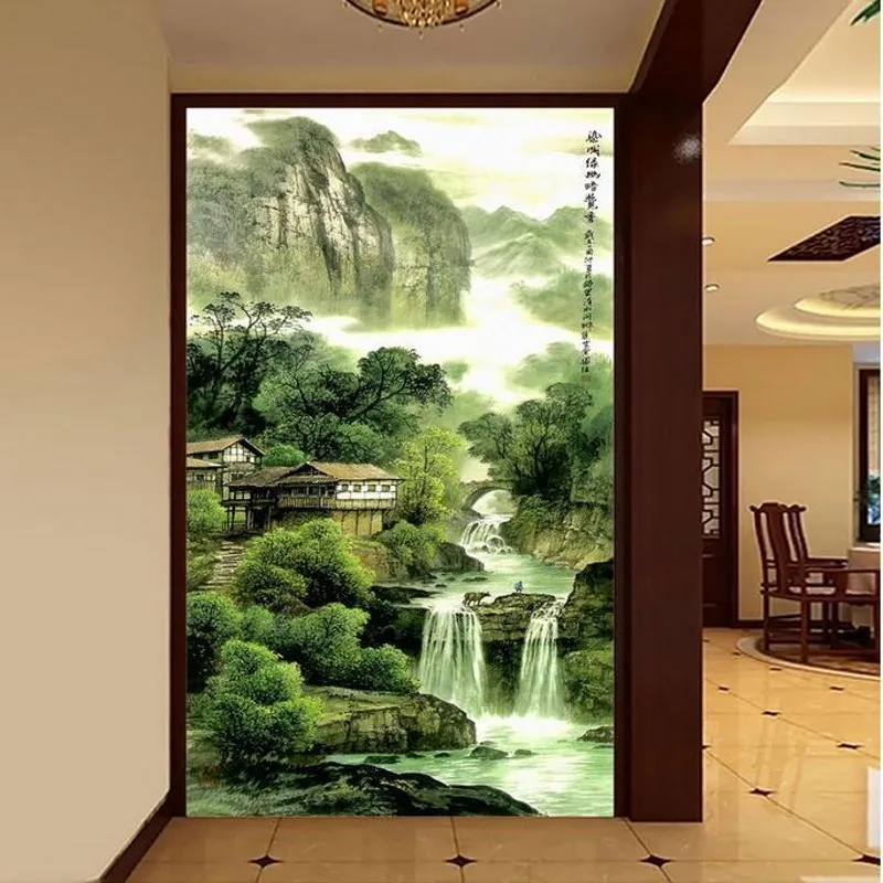 

beibehang 3d chinese waterfall mountain Europe TV backdrop wall paper living room bedroom murals papel de parede wallpaper mural