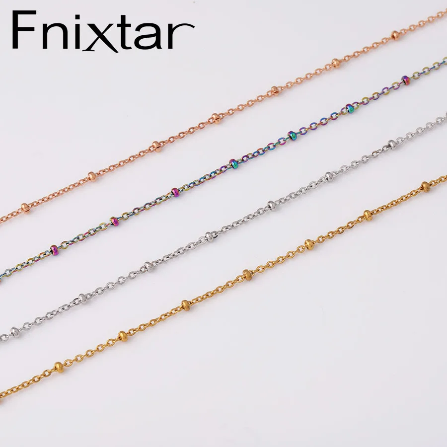 

Fnixtar Stainless Steel Clamp Bead Chain Necklace Lobster Clasp Satellite Chains 2mm Thickness 3mm Ball Beads 20pcs/lot