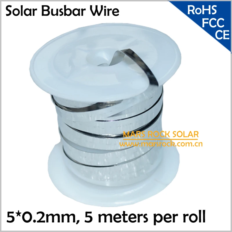 5Meter/Lot 5x0.2mm Solar Busbar Wire, Solar Welding Wire, Solar Connection Wire for DIY Make Solar Panel, Free Shipping