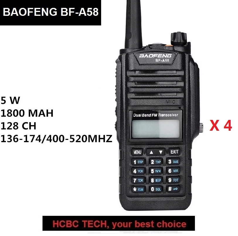 

4PCS BAOFENG BF-A58 Walkie Talkie Portable CB Radio IP67 Waterproof UHF VHF Long Range Ham Transceiver with Baofeng Accessories