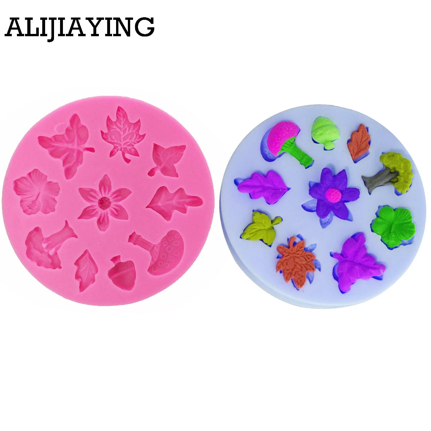 M0076 Flowers/Tree/Leaves/ Mushroom Shape Fondant molds,silicone tools chocolate baking mold cake decorating tools