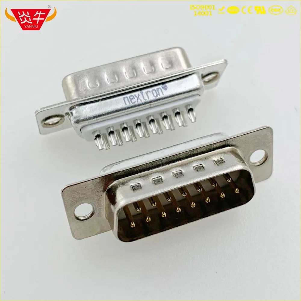 

50Pcs DB15 DB-15P MALE RS232 WITH SOCKET 15PIN PCB CONNECTOR D-SUB SERIES CONNECTOR CONTACT PART OF THE GOLD-PLATED 3Au YANNIU