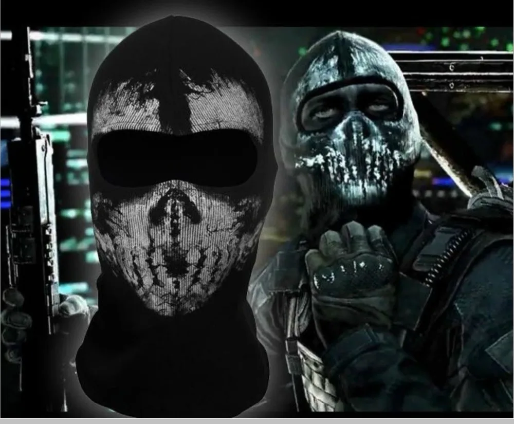 SzBlaZe Marke COD Geister Druck Baumwolle Strumpf Balaclava Maske Skullies Mützen Für Halloween Krieg Spiel Cosplay CS player Kopfbedeckungen