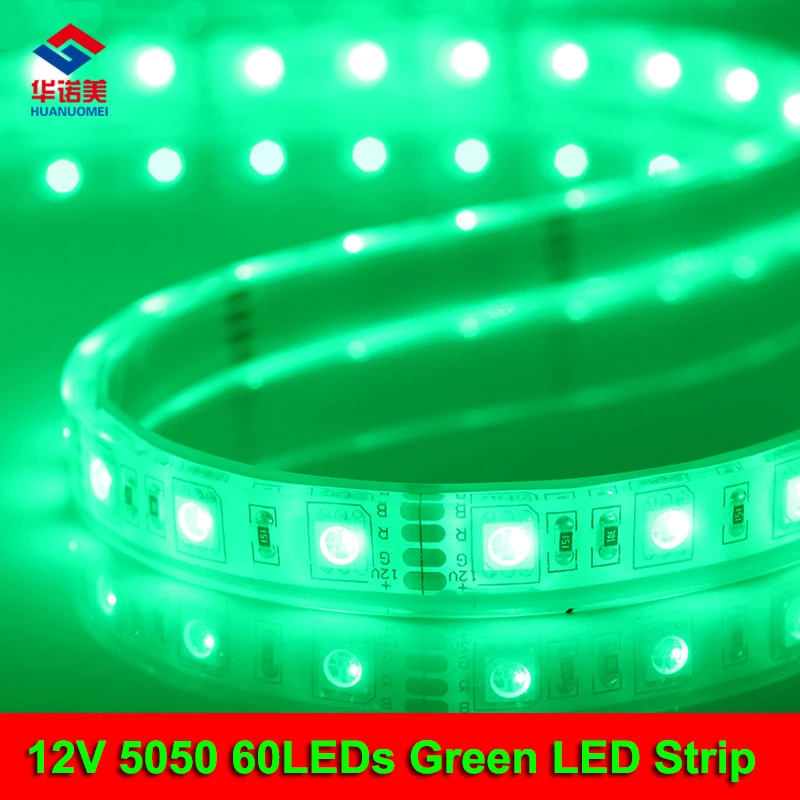 

5M 5050 SMD 60LEDs Green LED Strip 12V Waterproof Silicon tube IP67 SMD5050 DC12V Flexible Tape White PCB Green LED Light Ribbon