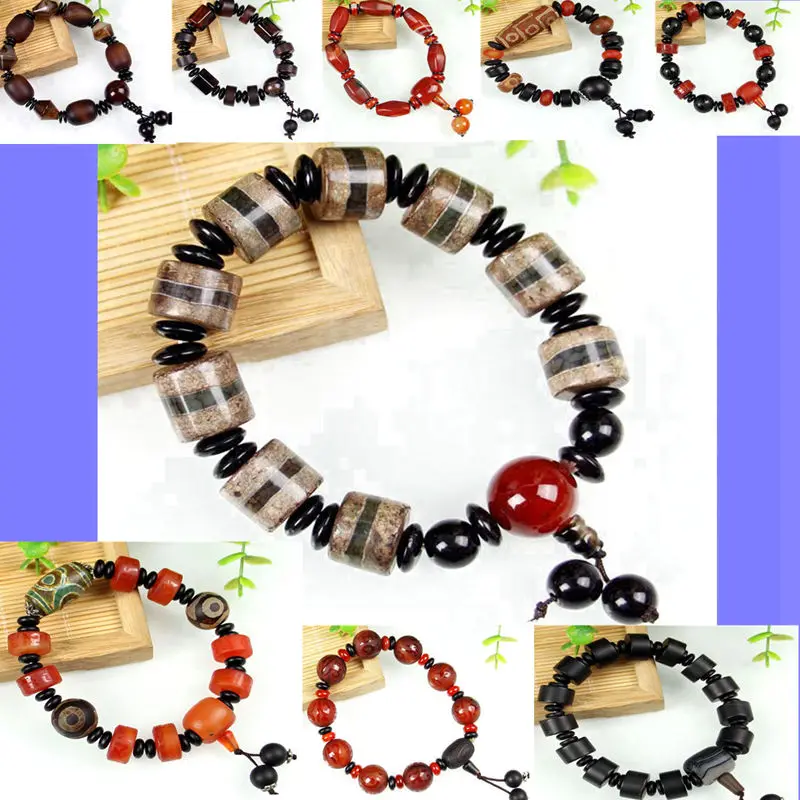 Boutique Chinese Tibetan TianZhu With Natural Agate Jade Bracelet Lucky Amulet Men And Women Ornament **Free Gift Box