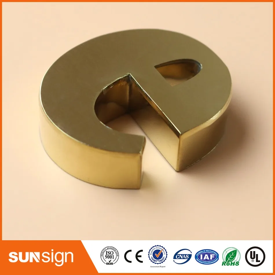 Aangepaste 3d Metalen Letters Teken Outdoor Muur Gemonteerd Roestvrij Staal Teken Letters