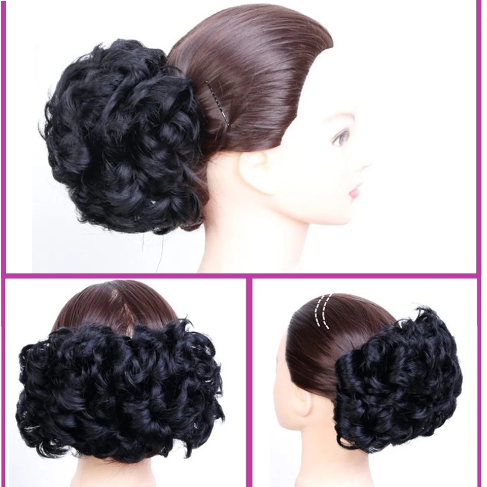 Allaosify syntetyczny Chignon kobiety kręcone doczepy do włosów treska peruka klip w kok z włosów naturalne czarne czerwone brązowe akcesoria do