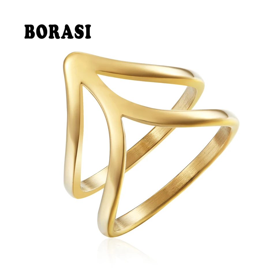 BORASI Engagement Ring Gold Color Geometric Cone Rings Fashion Jewelry Vintage Europe Design Wedding Brands Rings For Female