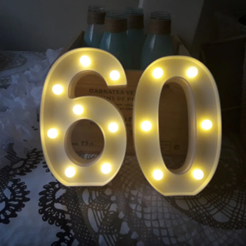 Chicinlife 2Pcs 18/30/40 Numbers LED String Night Light Birthday Party Standing Hanging Adult Party Anniversary Decor Supplies