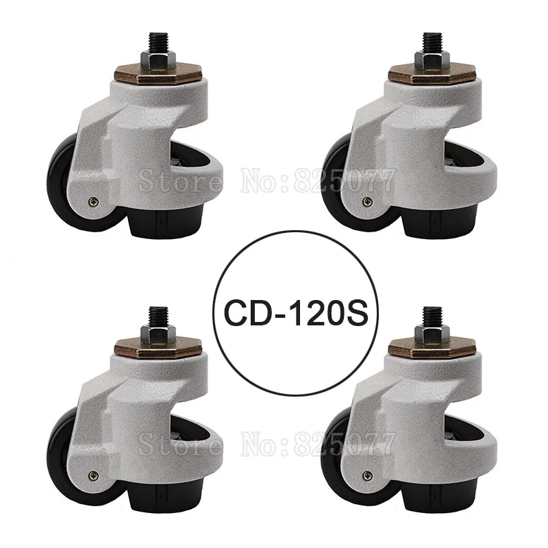 4PCS CD-120S Load Bearing 1000kg/pcs Level Adjustment MC Nylon Wheel and Aluminum Pad Leveling Caster Industrial Casters JF1561