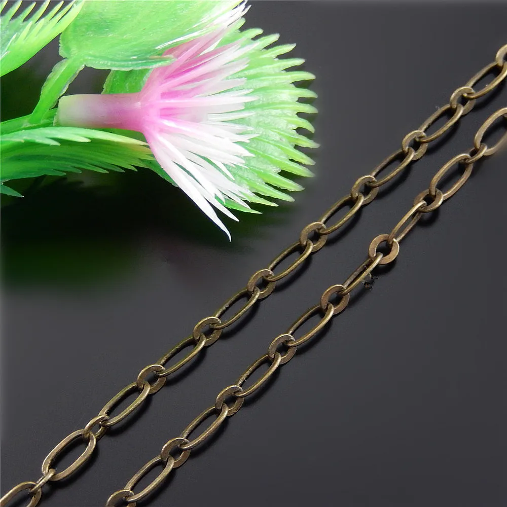 1meter Vintage Alloy Necklace Chain Statement  Bracelet Necklace Chain 6.2*3.4mm Jewelry Making Bronze Chain Accessories   01344
