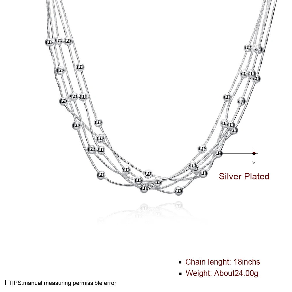 Five Line Snake Chain Light Beads Necklaces Necklaces & Pendants for Women Silver Plated Fashion Choker Chains Jewelry Xmas Gift