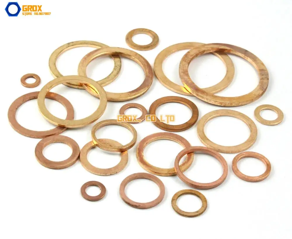 30 Pieces M22 x 28 x 1.5mm Copper Flat Washer Seal Washer