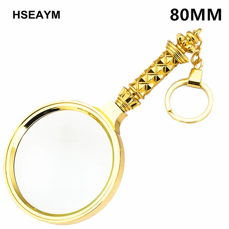 80mm Handheld Magnifier Keychain With high-end Gift Reading Newspaper Identify Jewelry Magnifying Glass  Loupe