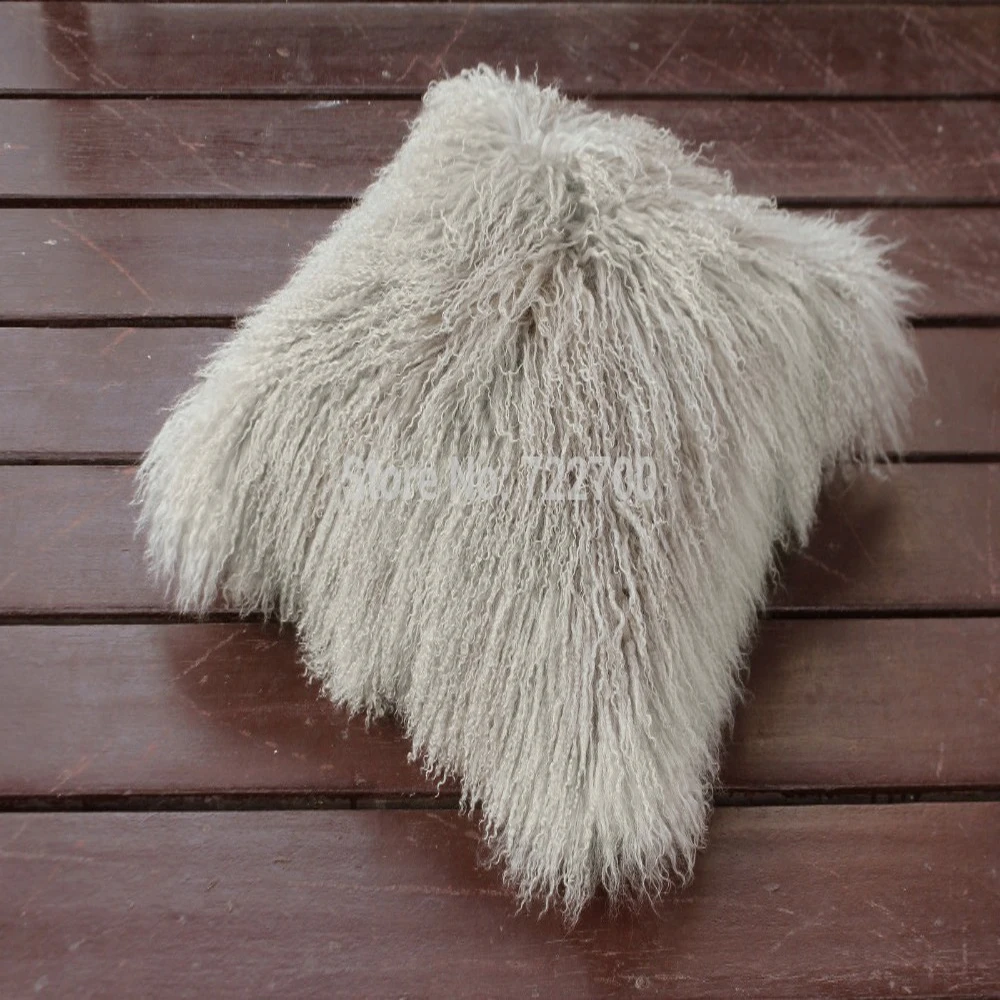 Mongolian Lamb Fur Pillow Cover For Sofa Real Fur Cushion Cover Tibetan Sheepskin Home Decor Chair Decorative  22 