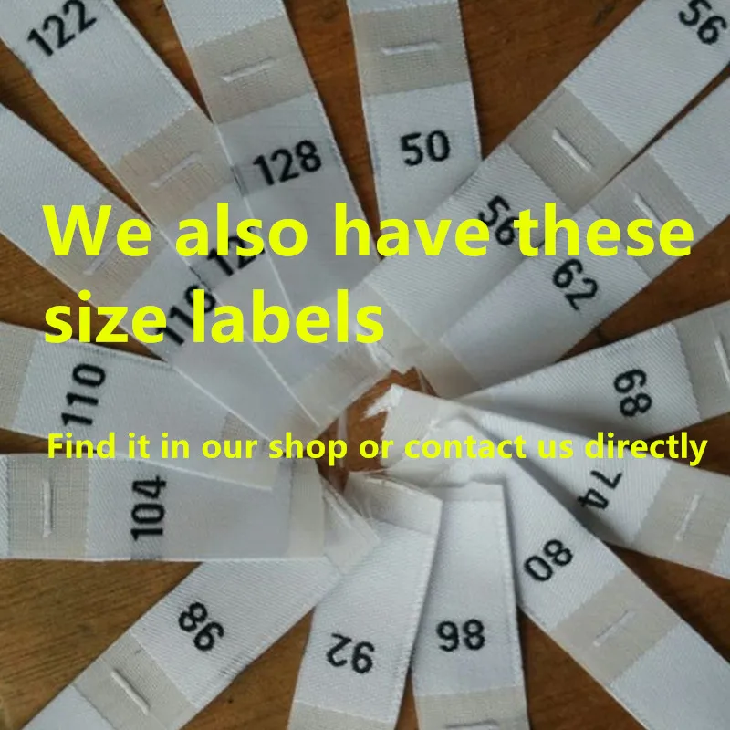 50PCS White/Black polyester size label baby clothes 134 140 146 152 158 164 170 woven cloth number size Labels